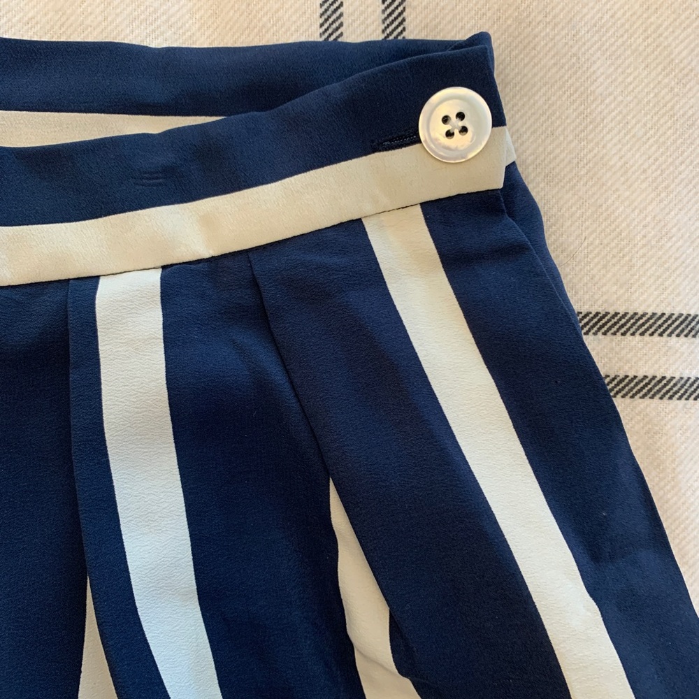 Ralph Lauren Purple Label Navy and White Vertical Stripe Wide Leg Pants - Picture 7 of 8